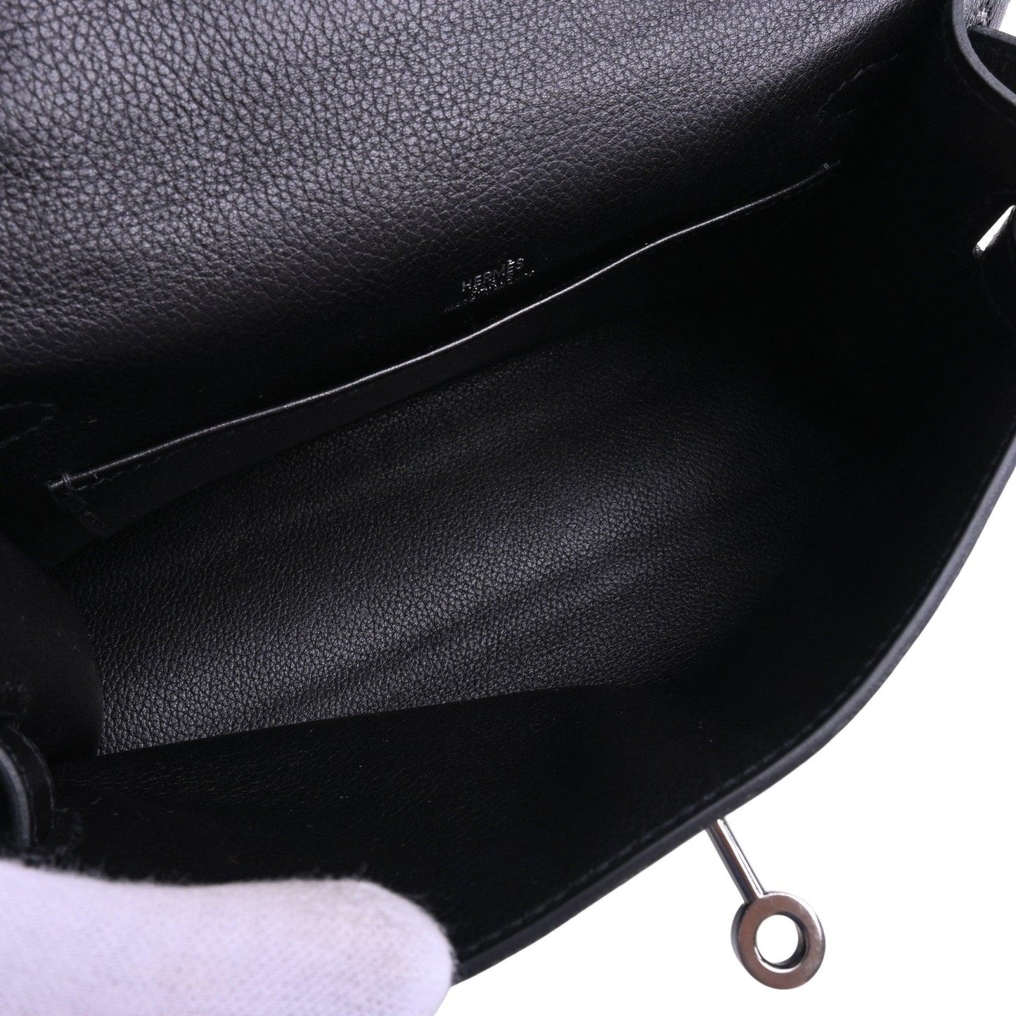Pochette Kelly Evergrain Black SS □I engraved