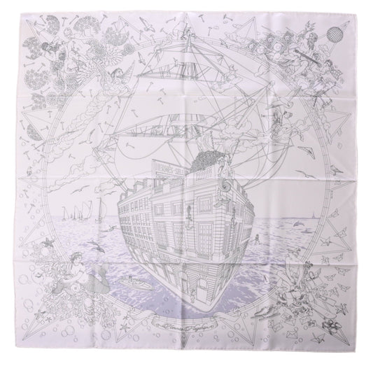 Carre 90 Hermes flagship silk white