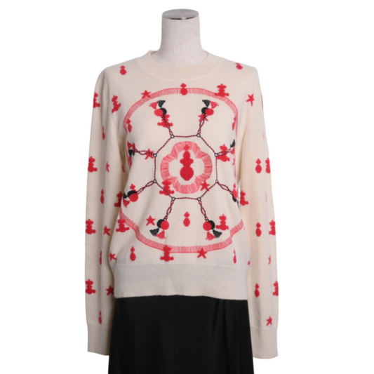 针织剪切和缝制Poste et Cavalerie Cashmere白色红色42