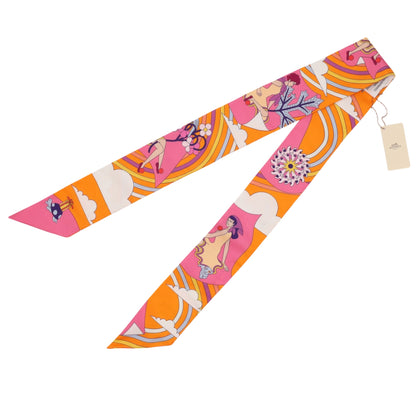 ツイリー　空飛ぶカレ　シルク　ピンク　オレンジ