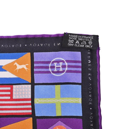 カレ90　HERMES EN VOYAGE　シルク　国旗柄　マルチカラー