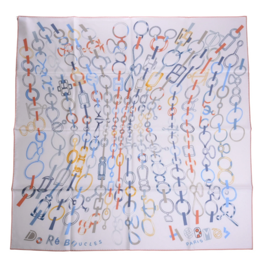 Carre 90 Dore Bookle Silk White