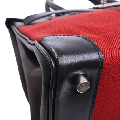 Birkin 30 Box Calf Toile Potamos Black Red SS □J Engraved