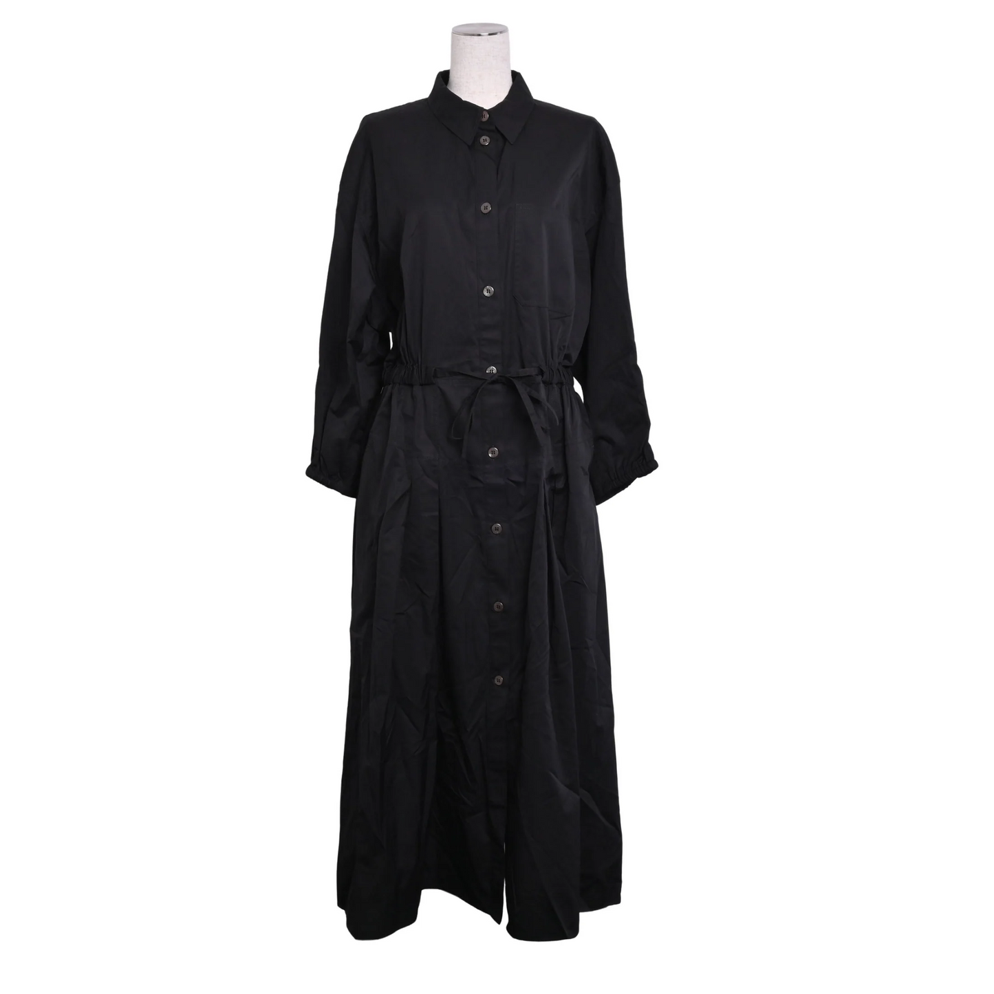 シャツワンピース　コットン　ブラック　42