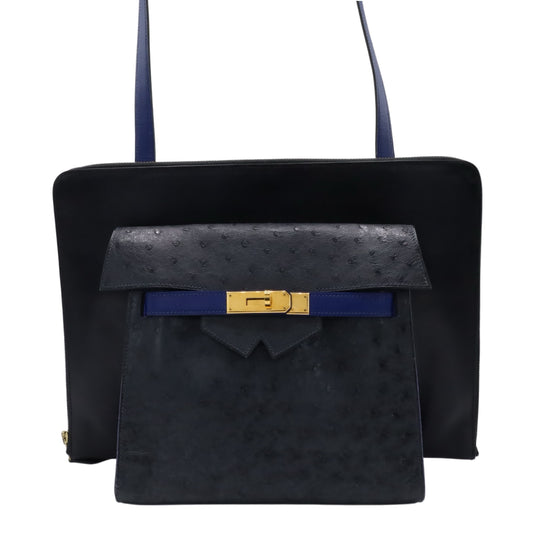 New AmsterdamBoxCalfOstrich Dobris Black Blue Electric GP 〇ZStamp