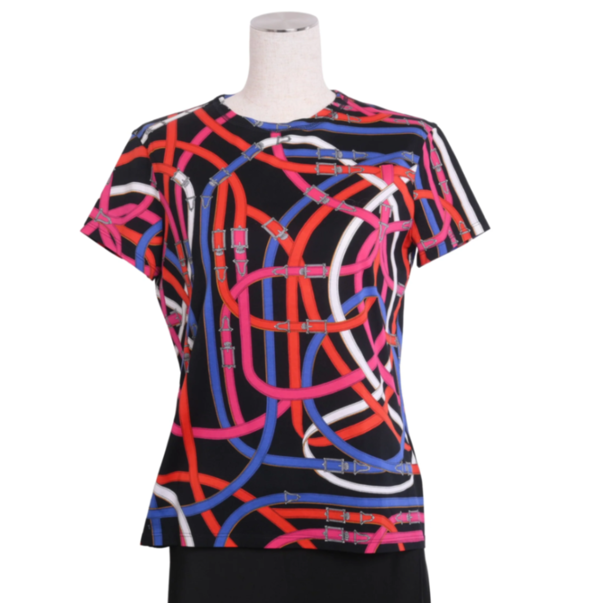 Tシャツ　コットン　マルチカラー　ブラック　38