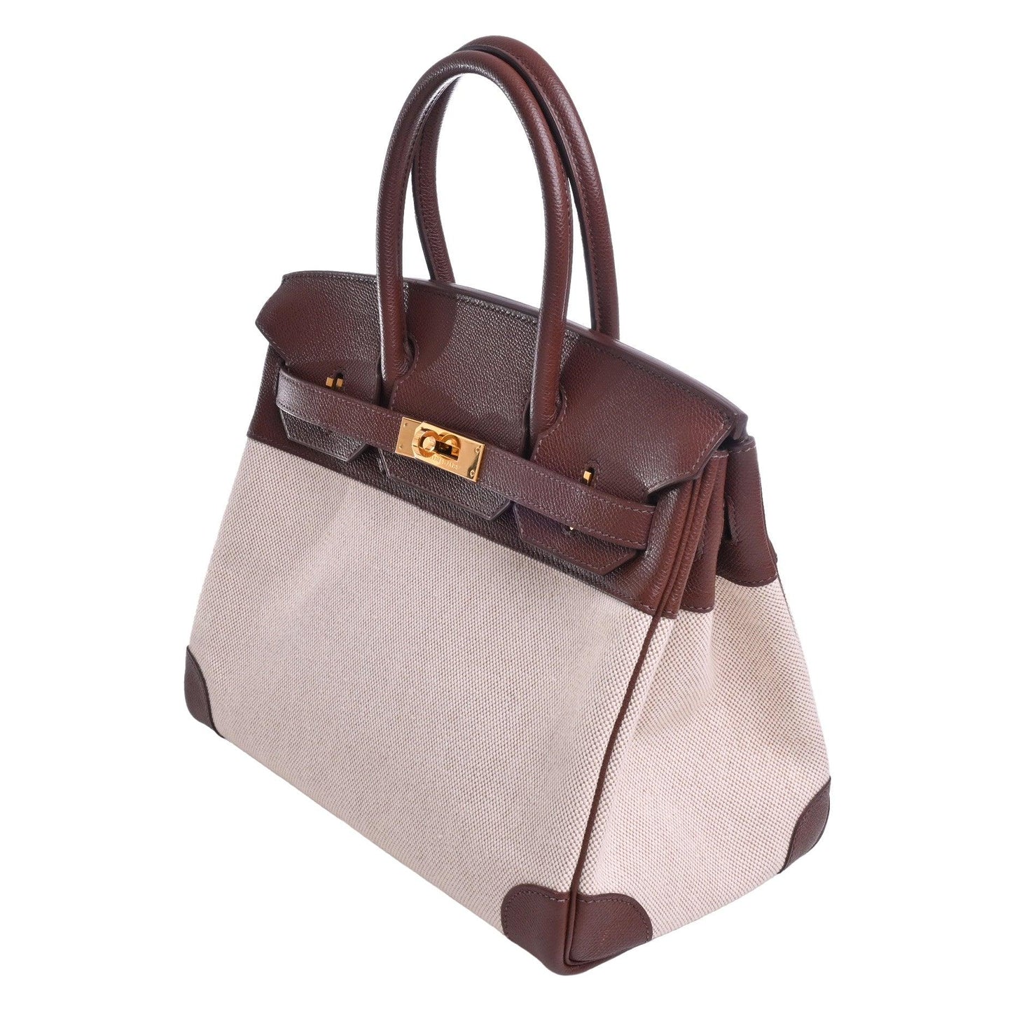 Birkin 30 Kushbell Toile Ash Brown GP □H engraved
