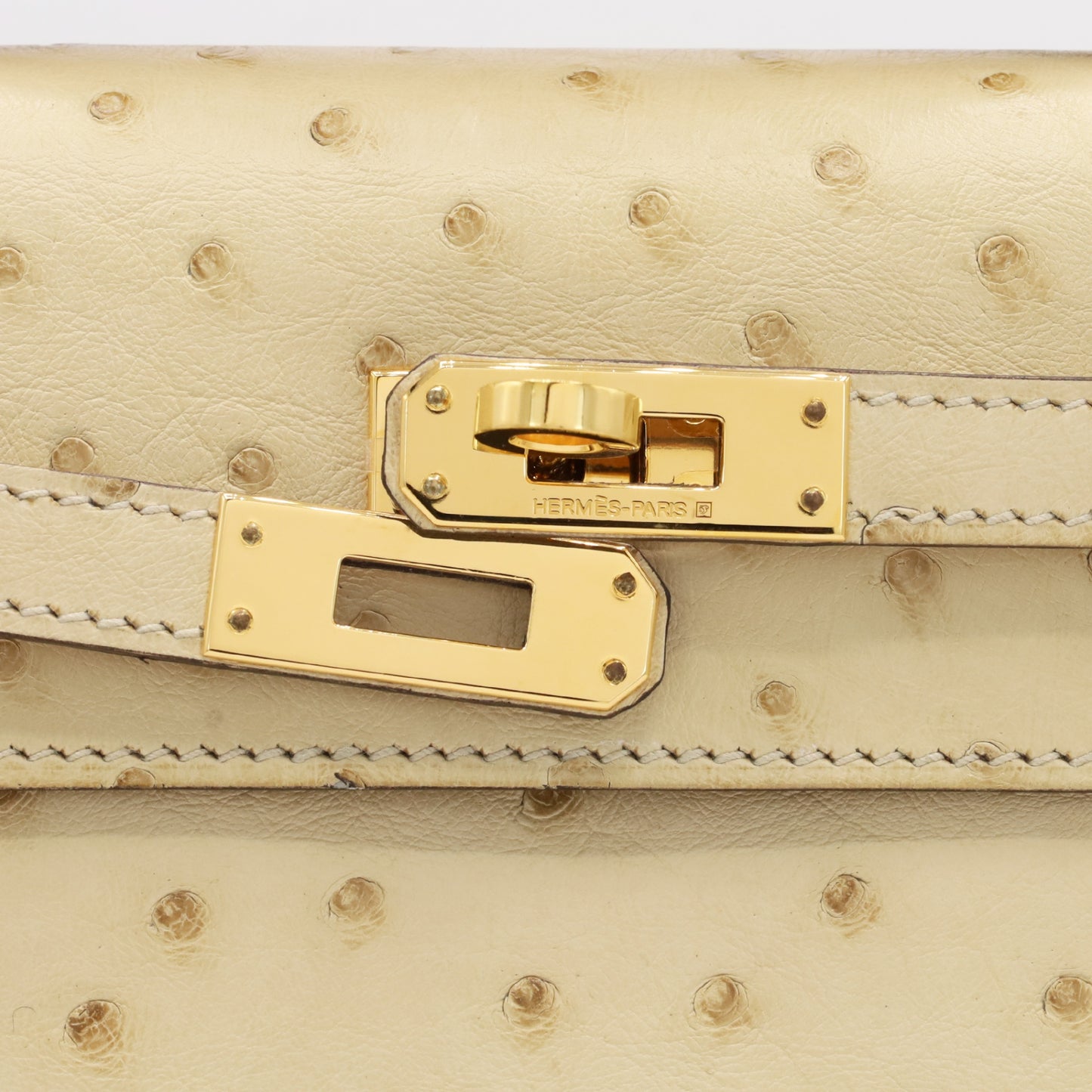 ポシェットケリー　オーストリッチ　ヴァニラ　GP　X刻印