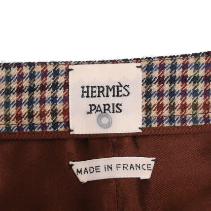 キュロット　ウール　チェック　ベージュ　36