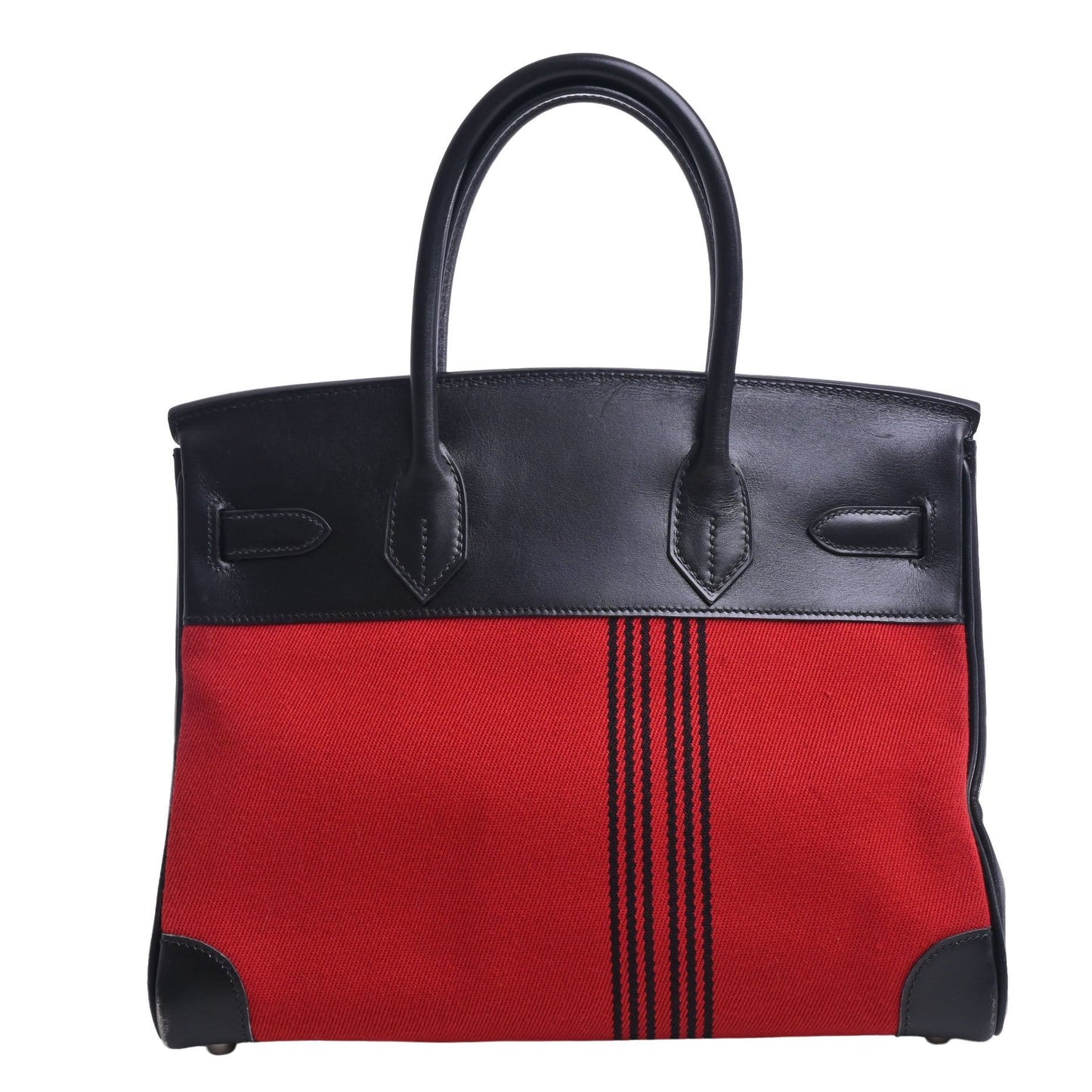 Birkin 30 Box Calf Toile Potamos Black Red SS □J Engraved