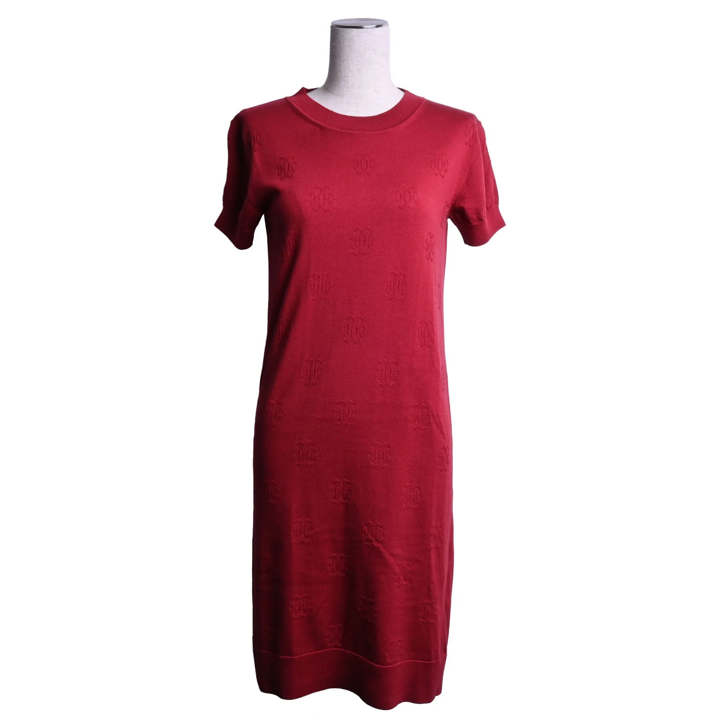 ニットワンピース　コットン　レッド　36