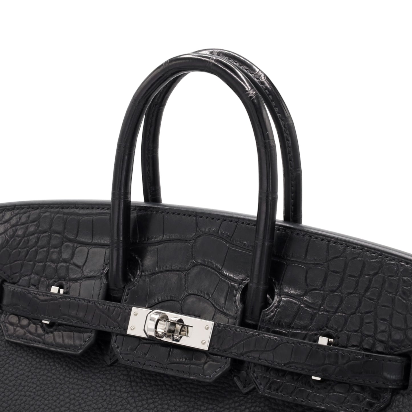 Birkin 25 Touch Alligator Togo Black SS UStamp