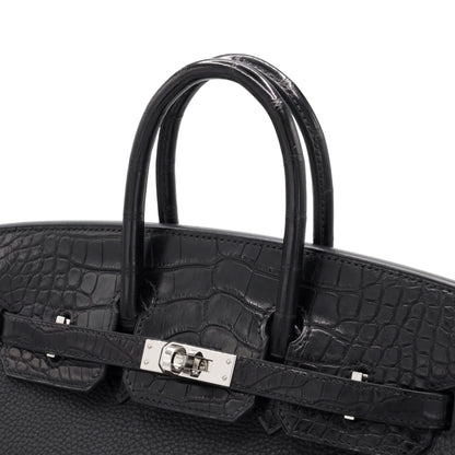 Birkin 25 Touch Alligator Togo Black SS UStamp