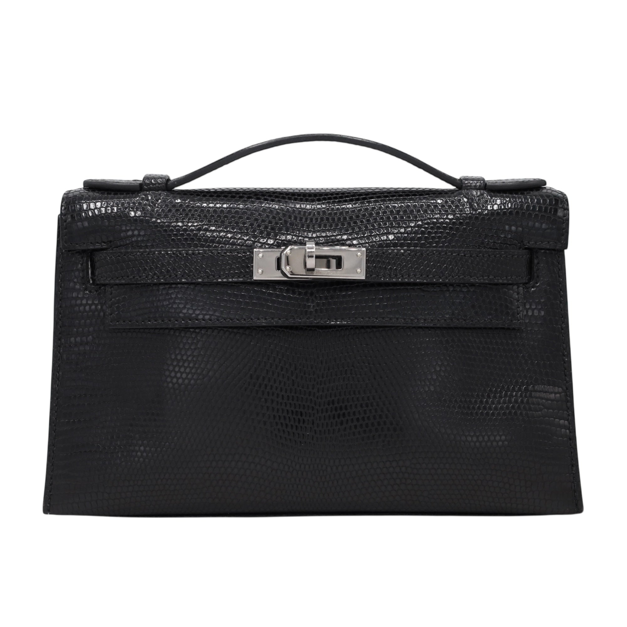 HERMES ポシェットケリー リザード ブラック ルテニウム金具 □I刻印