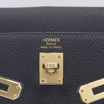 Kelly 25 Togo Ardoise Champagne Gold W engraved