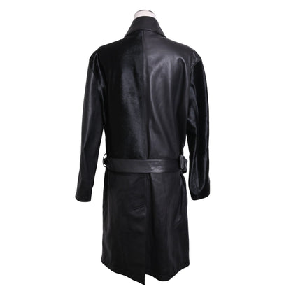 トレンチコート　トロイカ　カーフ　ブラック　44