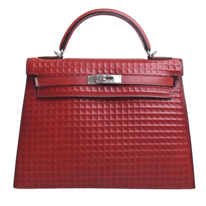 Kelly 32 Dewitch Waffle Box Calf Rouge Ash SS □G engraved