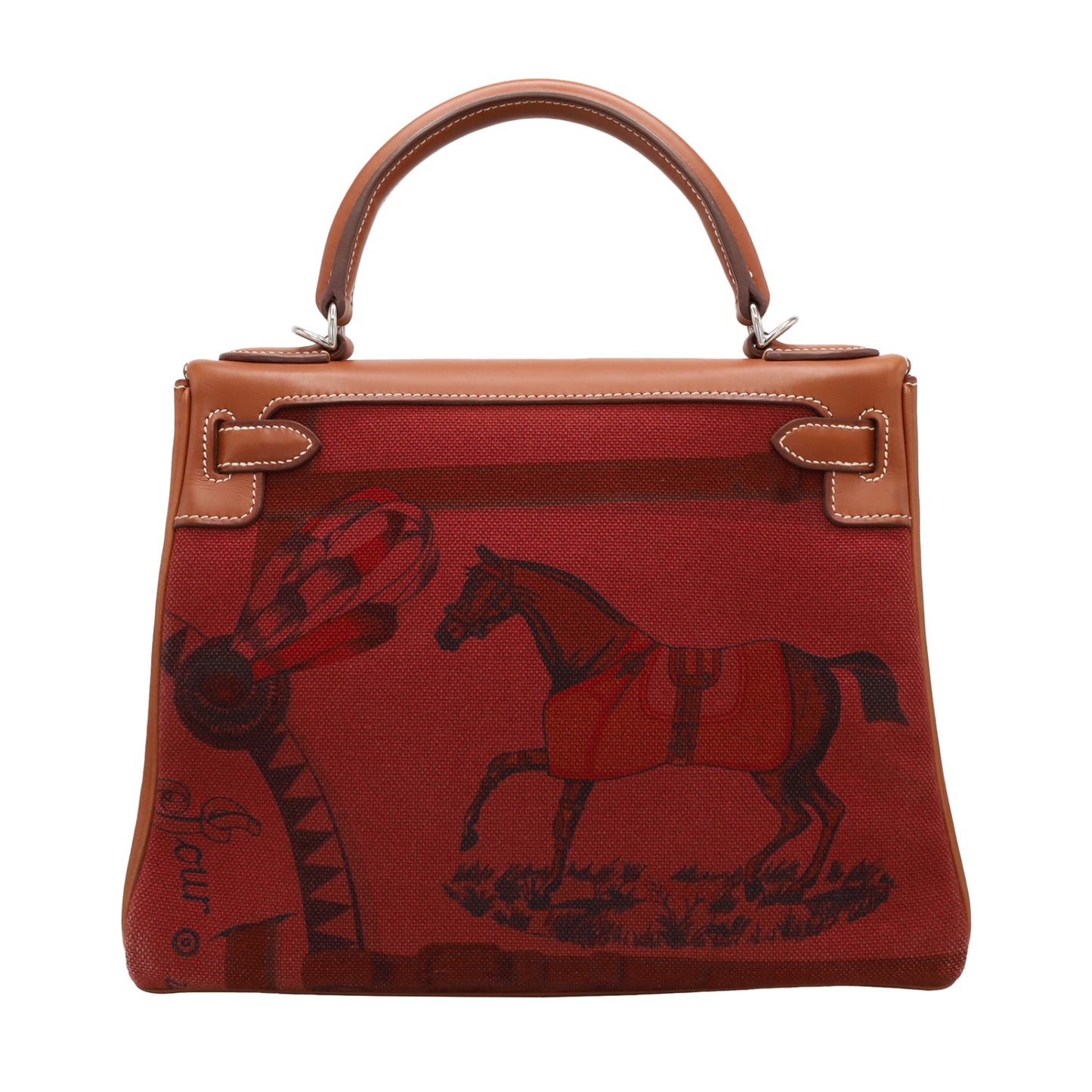 Kelly 28 Amazon Barenia Toile Couver Rouge Ash Fauve SS □NStamp