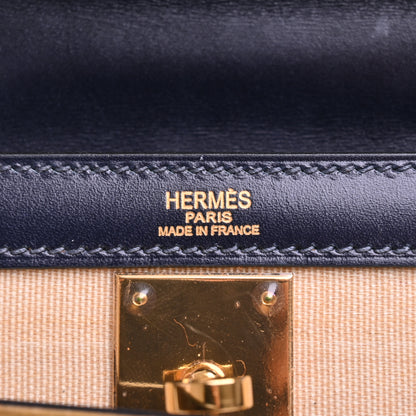 HERMES ケリー32　クリノラン　ボックスカーフ　ブルーインディゴ　GP　□J刻印