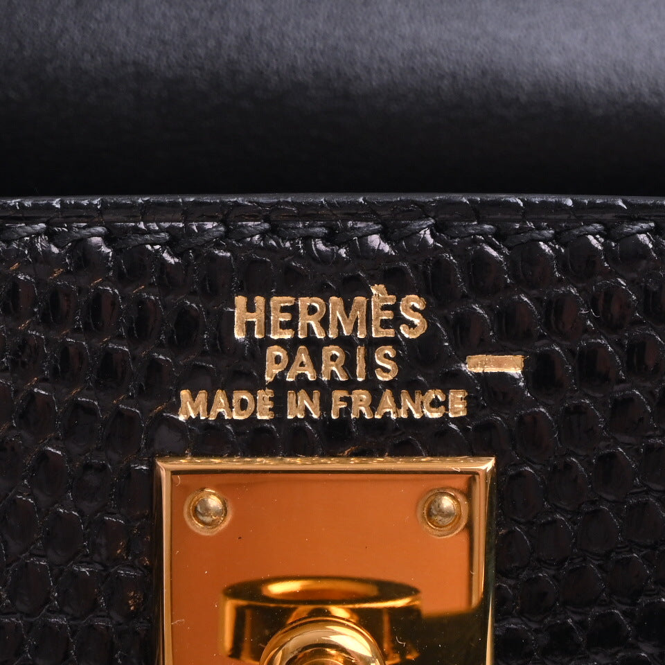 HERMES ミニケリー　リザード　黒　GP　□B刻印