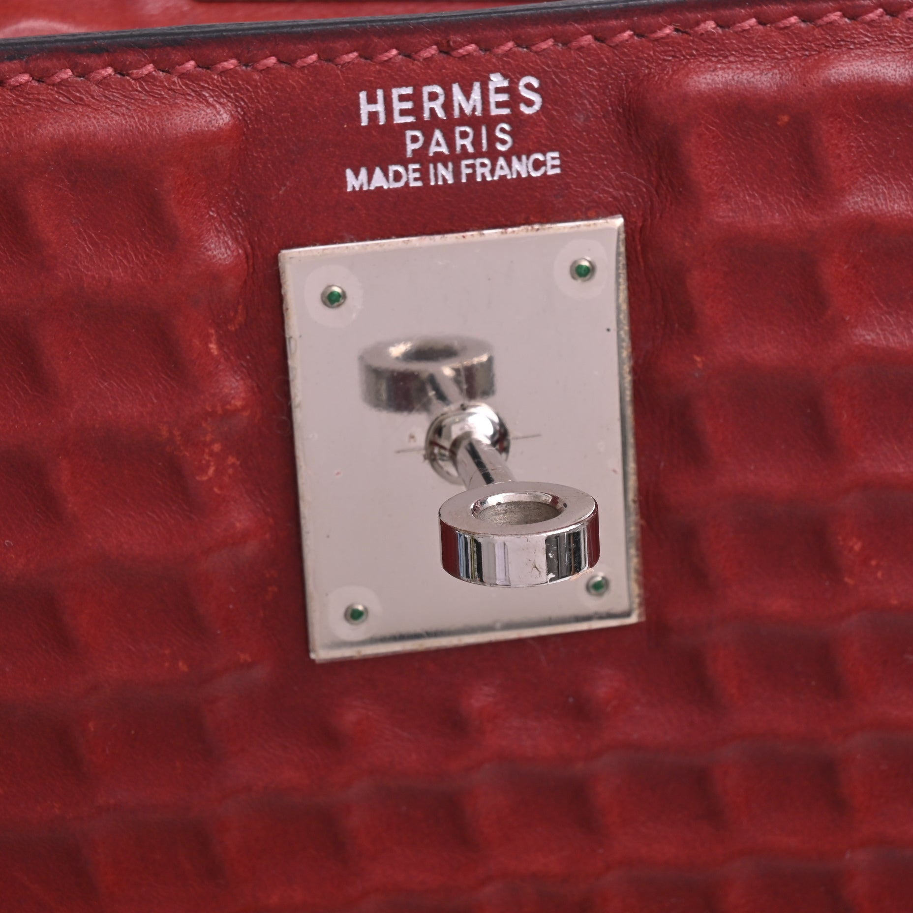 HERMES ケリー32　ドゥイッチ　ワッフル　ボックスカーフ　ルージュアッシュ　SS　□G刻印