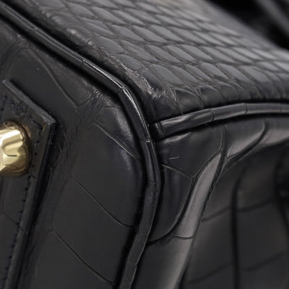 バーキン25　アリゲーターマット　ブラック　GP　K刻印