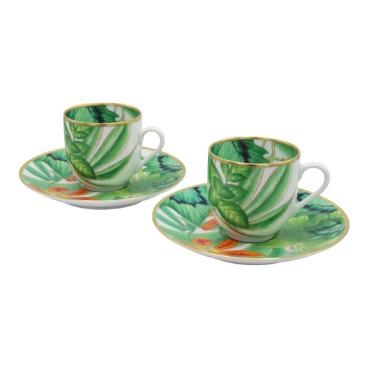 パシフェリア　コーヒーカップ＆ソーサー　ペア　グリーン