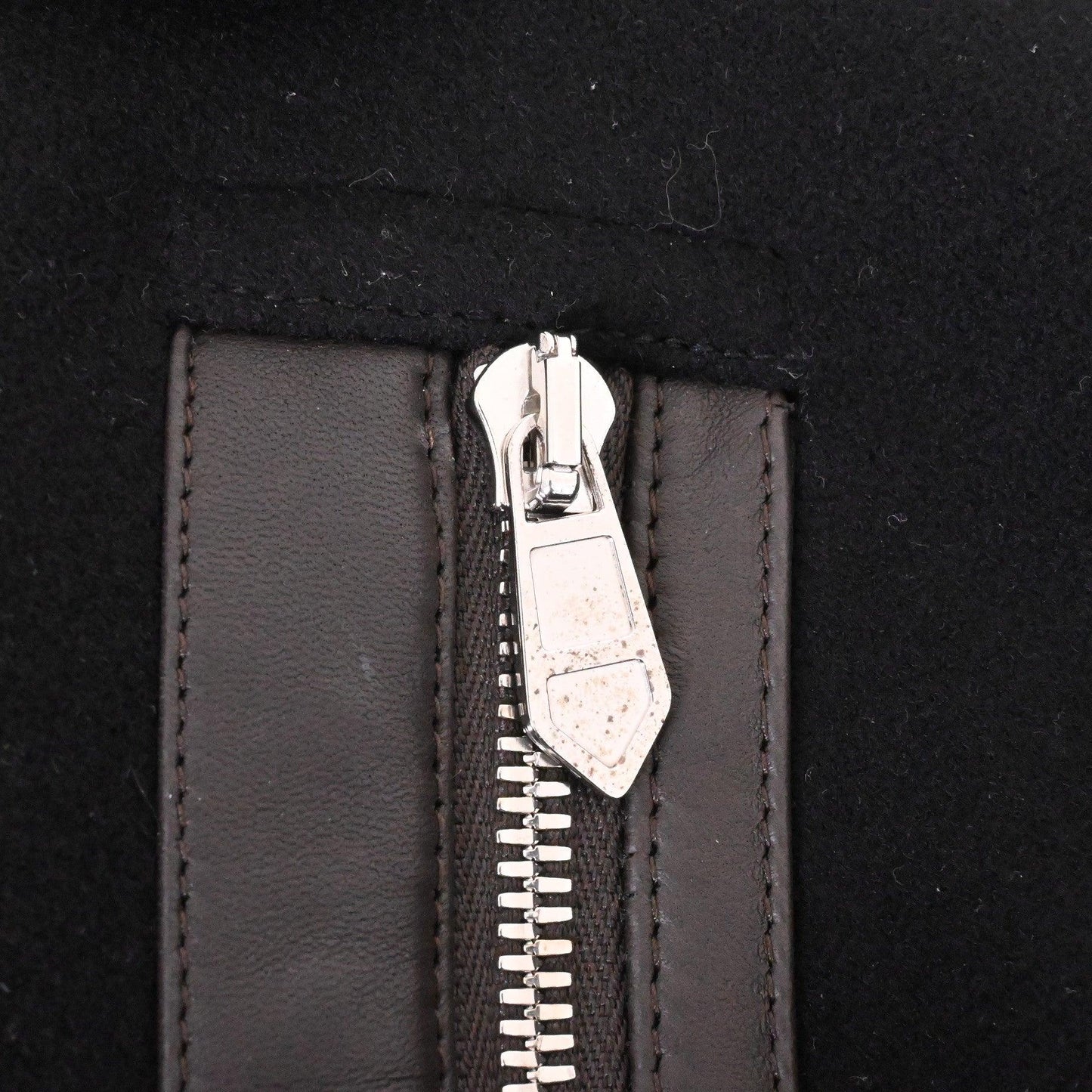 Pコート　ウール　レザー　ブラック　50