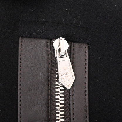 Pコート　ウール　レザー　ブラック　50