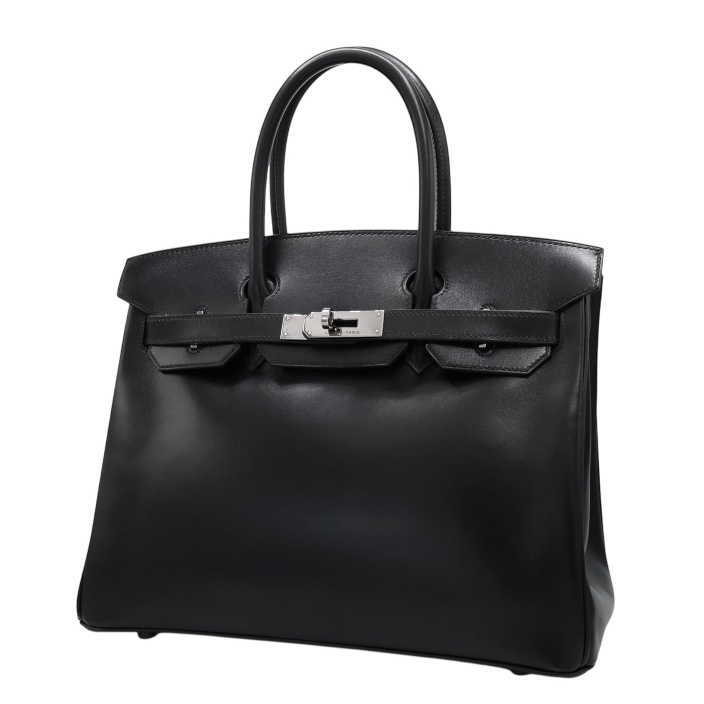 バーキン30　ボックスカーフ　ブラック　ルテニウム金具　□G刻印