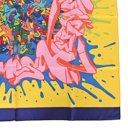 Carre 90 KONGO Graffiti Silk Navy Yellow