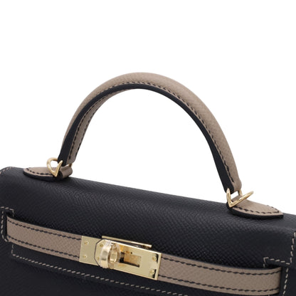 迷你凯莉包 2 个人订单 Vaux Epson 黑色 Griasphalt 香槟金色五金件 W 雕刻