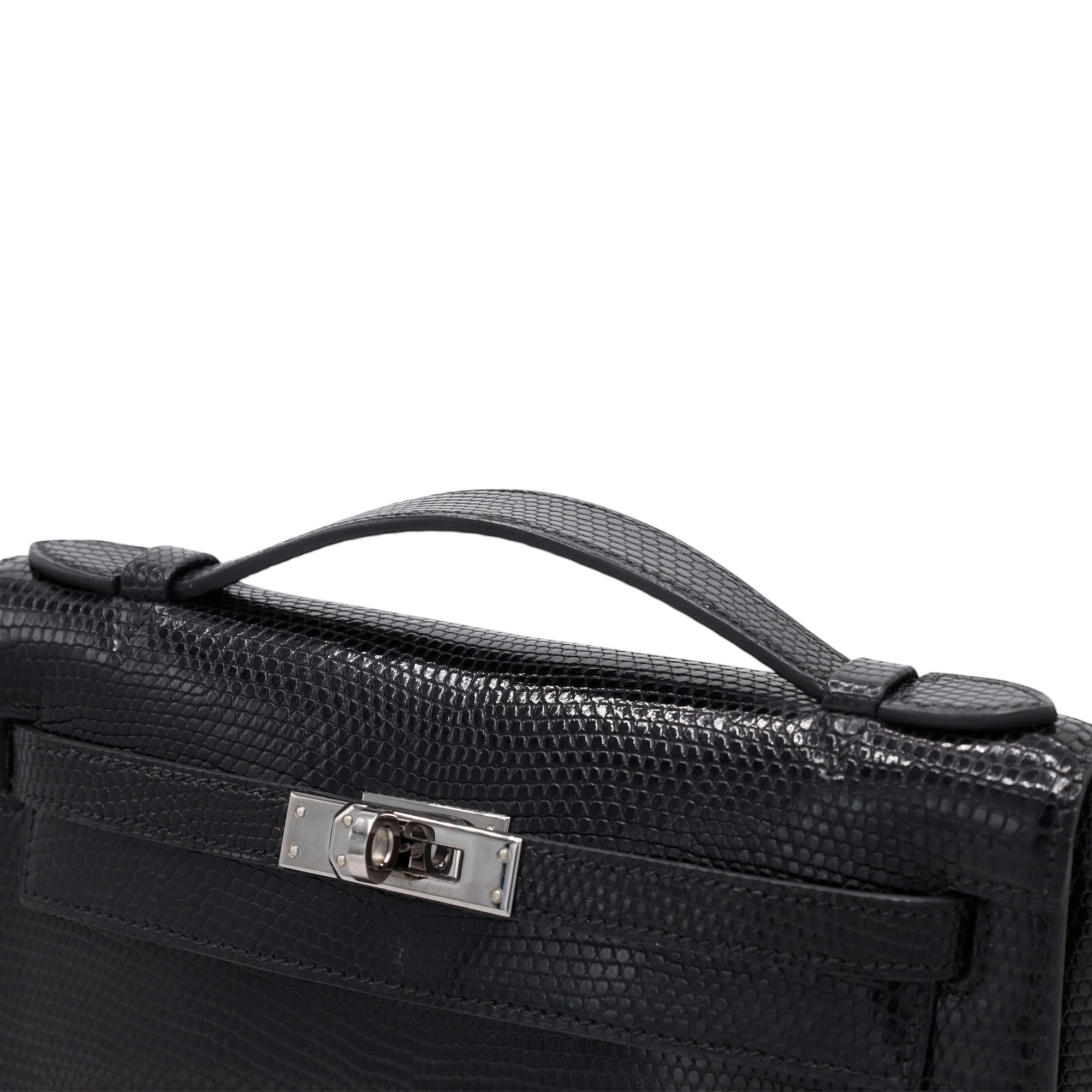 HERMES ポシェットケリー リザード ブラック ルテニウム金具 □I刻印