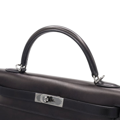 Kelly 32 box calf black ruthenium hardware □J engraved