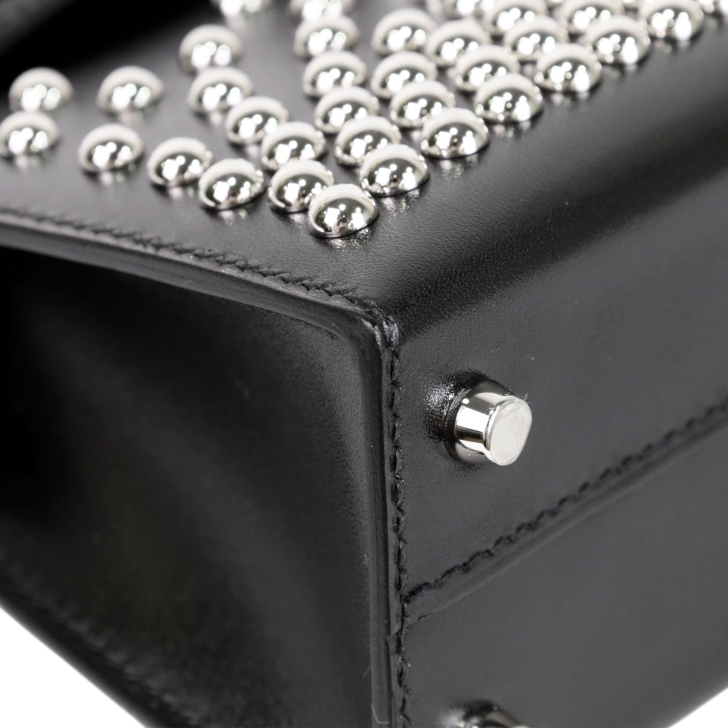 Mini Kelly 2 Crute Studs Box Calf Black SS B Engraved