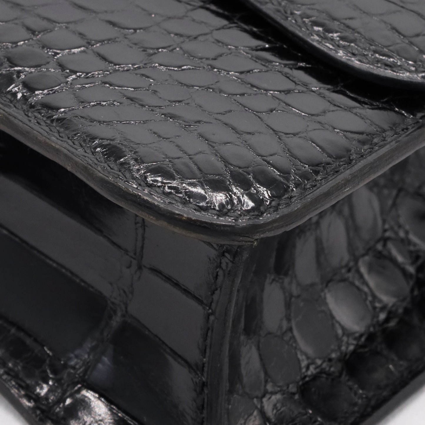 Vintage Shoulder Bag Alligator Black GP 〇RStamp
