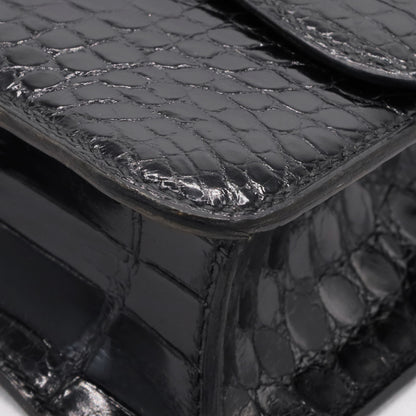 Vintage Shoulder Bag Alligator Black GP 〇RStamp