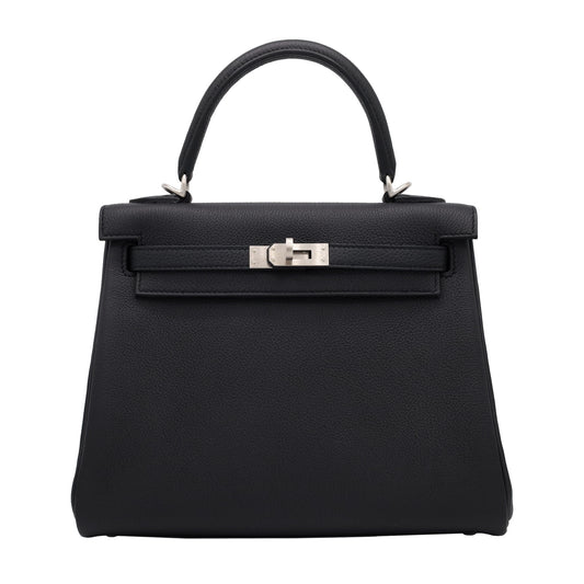 ケリー25　トゴ　ブラック　マットシルバー金具　K刻印