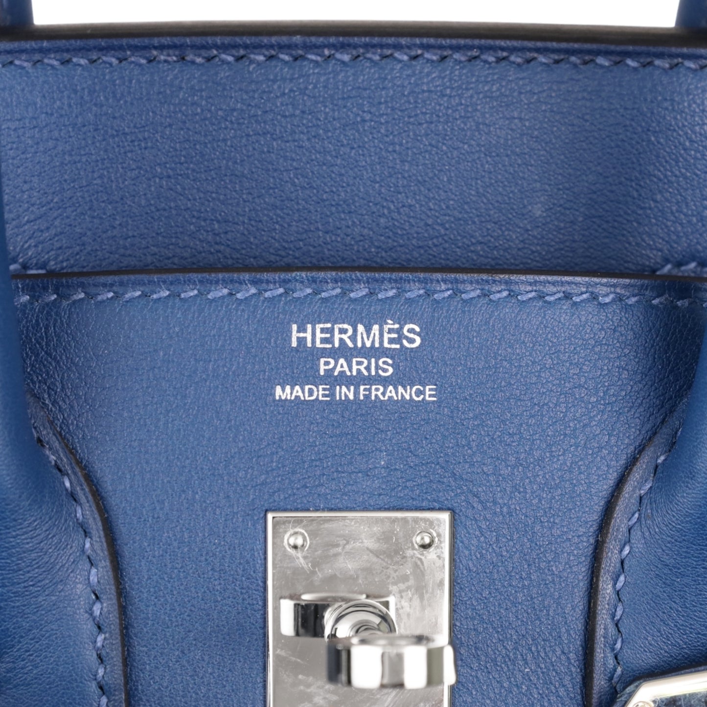 Birkin 25 Voor Swift Deep Blue SS Y engraved