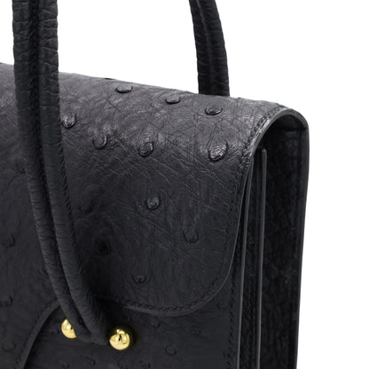 ヴィンテージハンドバッグ　オーストリッチ　ブラック　GP　〇G刻印