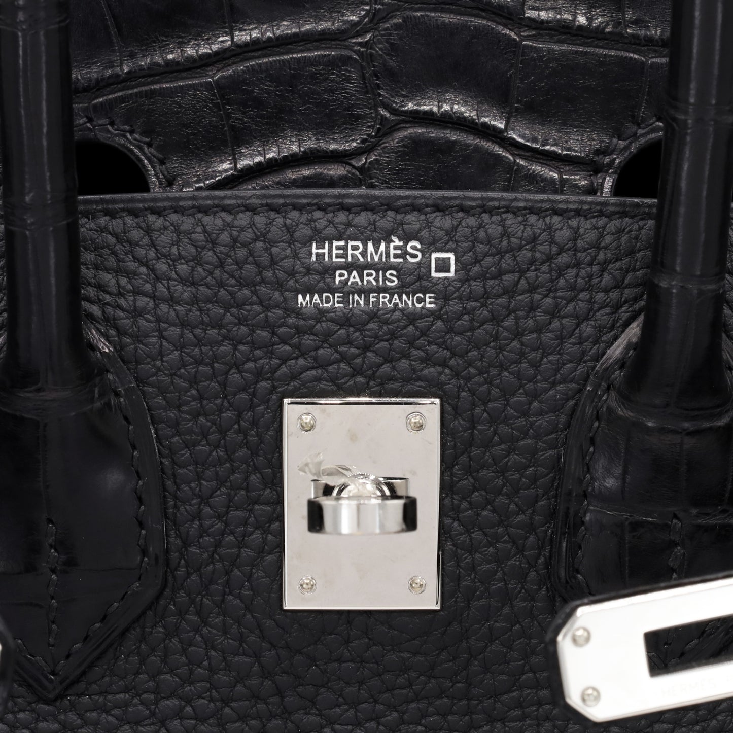 Birkin 25 Touch Alligator Togo Black SS UStamp
