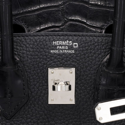 Birkin 25 Touch Alligator Togo Black SS UStamp