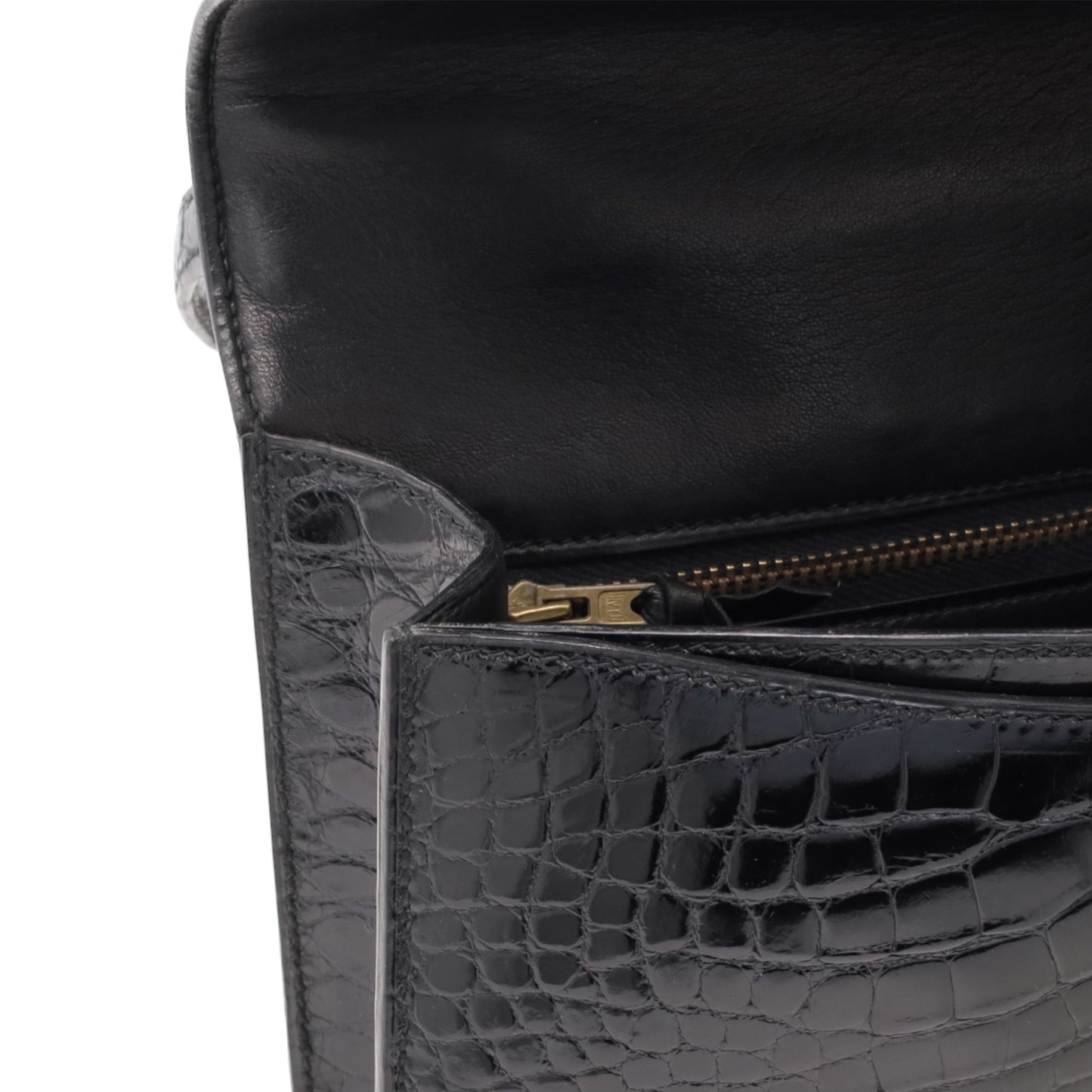 Vintage Shoulder Bag Alligator Black GP 〇RStamp