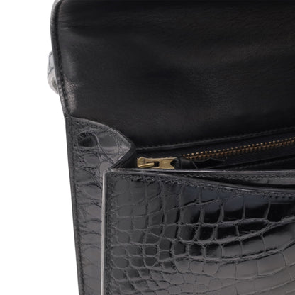 Vintage Shoulder Bag Alligator Black GP 〇RStamp