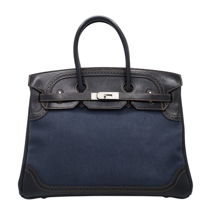 Birkin 35 Gillies Denim Fonce Blue Black SS □PStamp