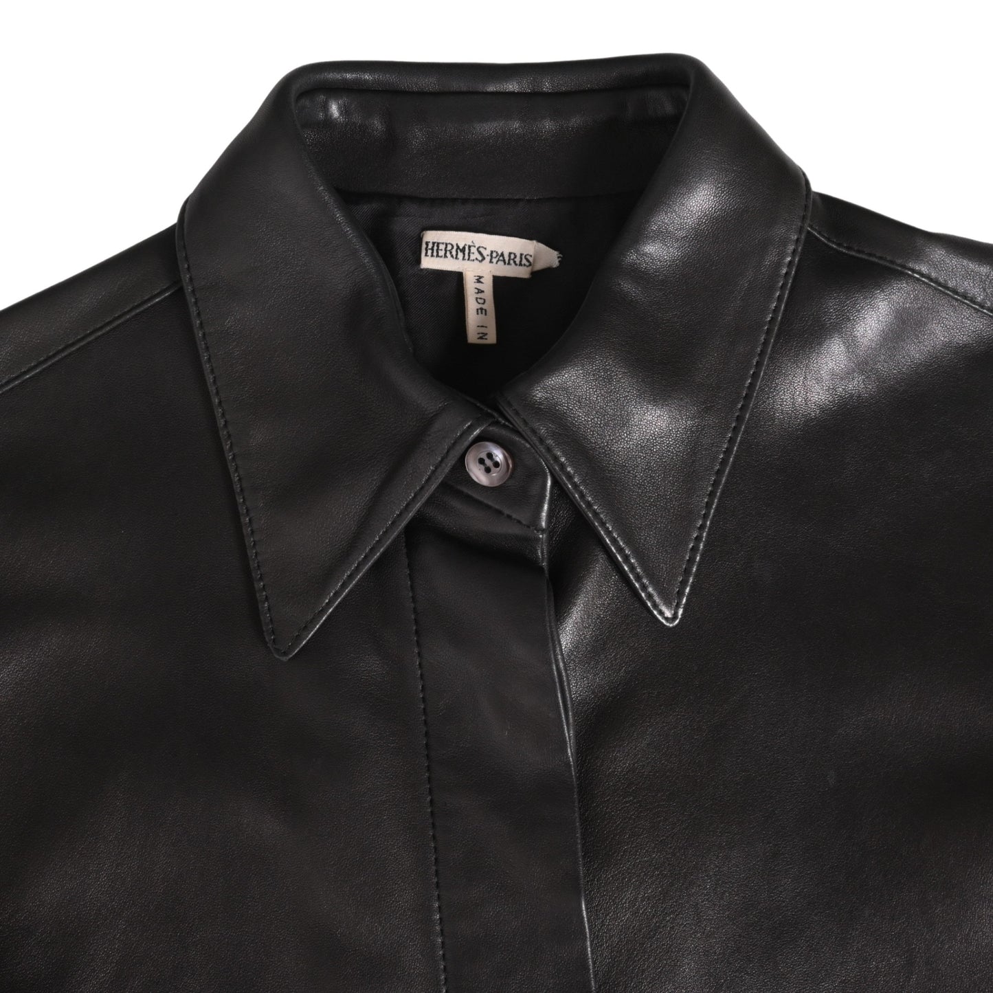 シャツジャケット　ラム　ブラック　36