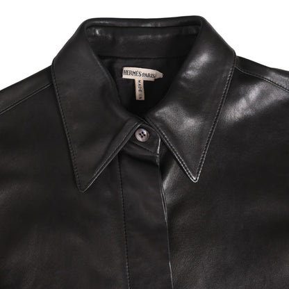 シャツジャケット　ラム　ブラック　36