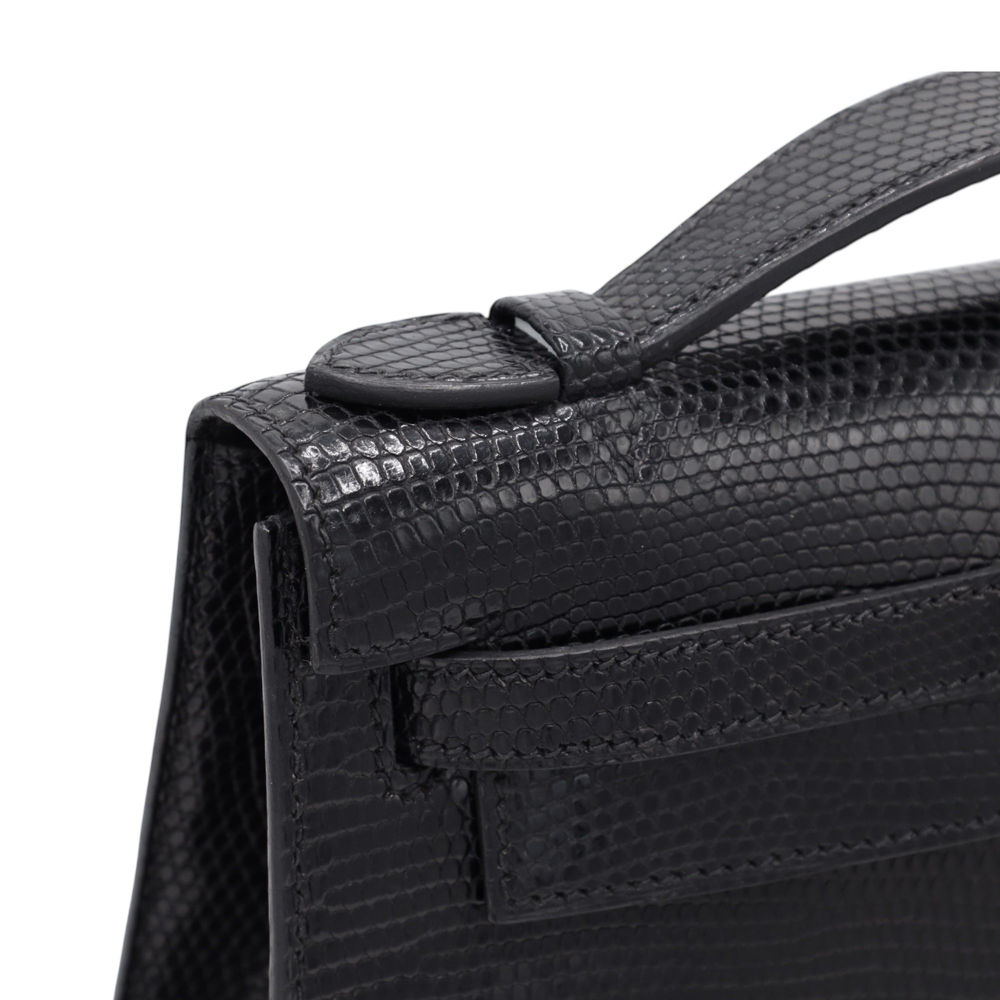 HERMES ポシェットケリー リザード ブラック ルテニウム金具 □I刻印