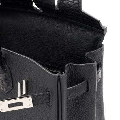 Birkin 25 Touch Alligator Togo Black SS UStamp