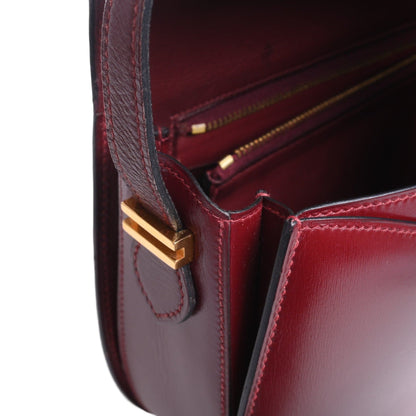 ヴィンテージショルダーバッグ　ボックスカーフ　ルージュアッシュ　GP　〇O刻印